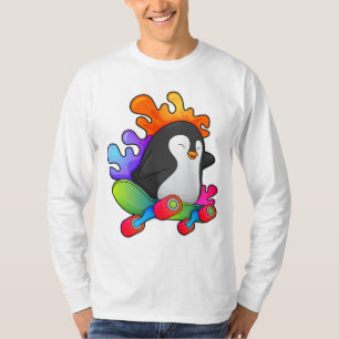 Camiseta Pingüino como patinador con patineta
