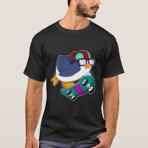 Camiseta Pingüino como patinador con patineta