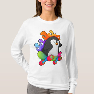 Camiseta Pingüino como patinador con patineta