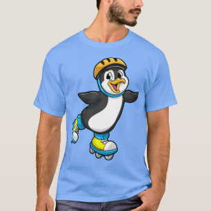 Camiseta Pingüino como patinador en línea con patines en lí