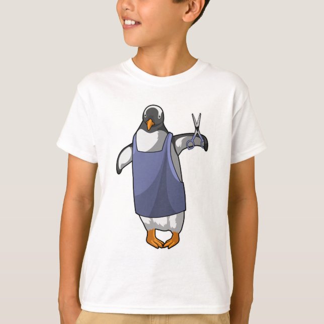 Camiseta Pingüino como peluquero con tijeras (Anverso)