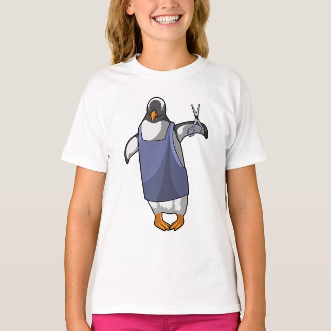 Camiseta Pingüino como peluquero con tijeras (Anverso)