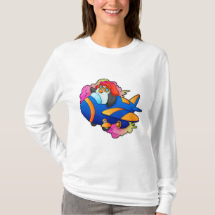 Camiseta Pingüino como piloto con avión