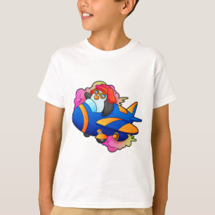 Camiseta Pingüino como piloto con avión
