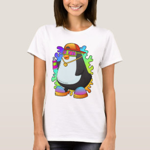 Camiseta Pingüino como pintor con rociado
