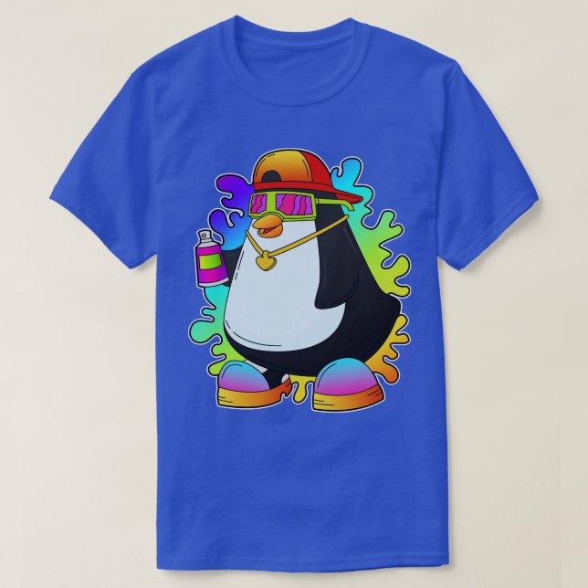 Camiseta Pingüino como pintor con rociado (Diseño del anverso)