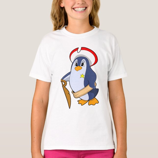 Camiseta Pingüino como pirata con Gorra (Anverso)