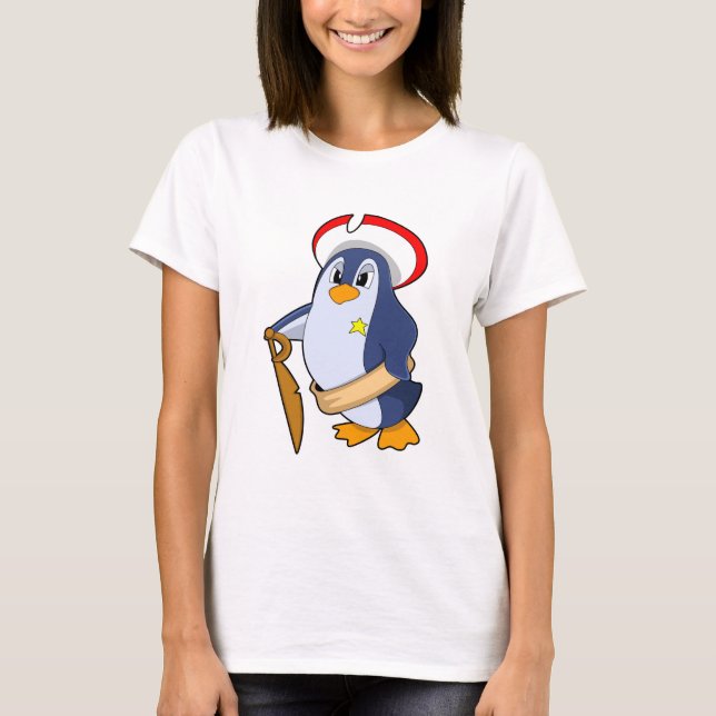 Camiseta Pingüino como pirata con Gorra (Anverso)