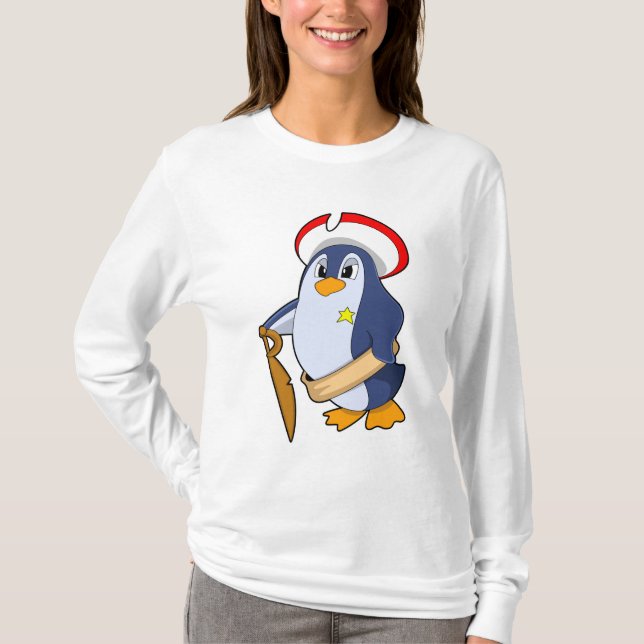 Camiseta Pingüino como pirata con Gorra (Anverso)