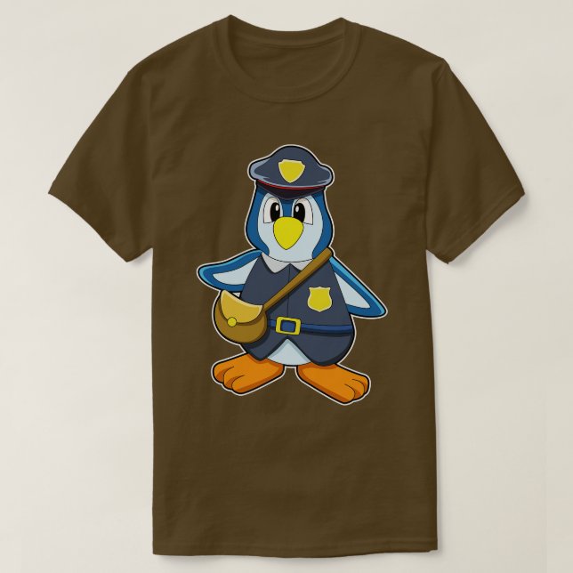 Camiseta Pingüino como policía con bolso de mano (Diseño del anverso)