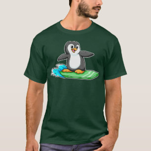 Camiseta Pingüino como Surfista con Surfboard 1