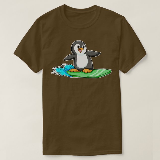 Camiseta Pingüino como Surfista con Surfboard 2 (Diseño del anverso)