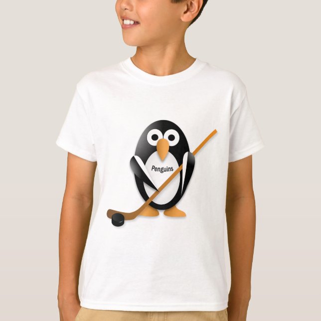 Camiseta Pingüino con bastón de hockey (Anverso)