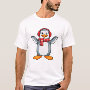 Camiseta Pingüino con bufanda y audífono