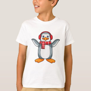 Camiseta Pingüino con bufanda y audífono