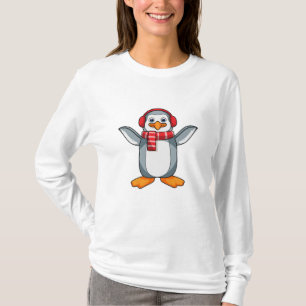 Camiseta Pingüino con bufanda y audífono