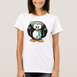 Camiseta Pingüino con cinta de concienciación verde menta