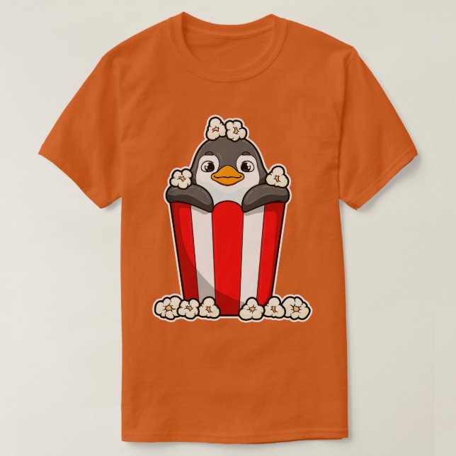 Camiseta Pingüino con cono de Popcorn (Diseño del anverso)