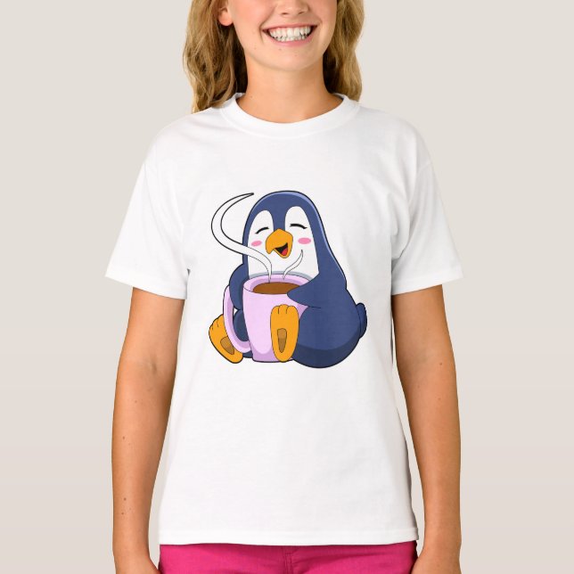 Camiseta Pingüino con Copa de Café (Anverso)