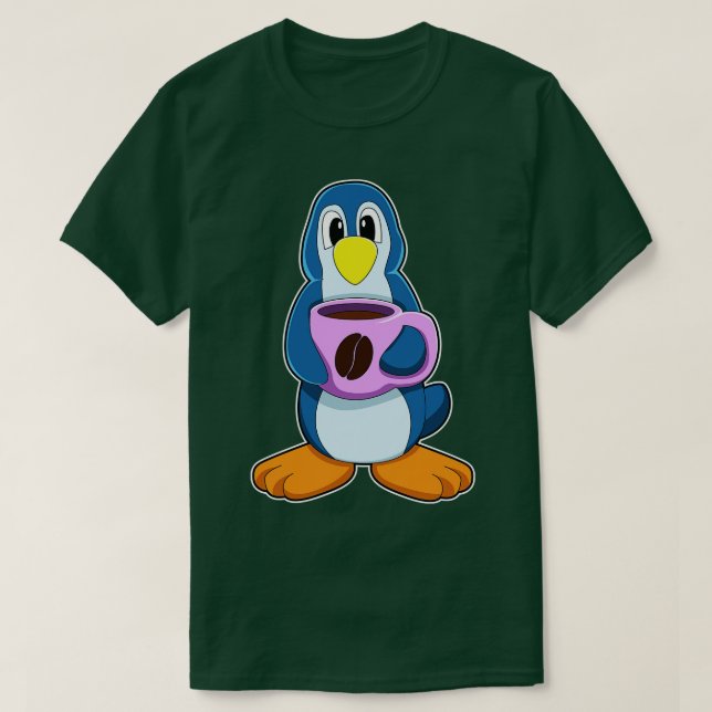 Camiseta Pingüino con Copa de Café 1 (Diseño del anverso)