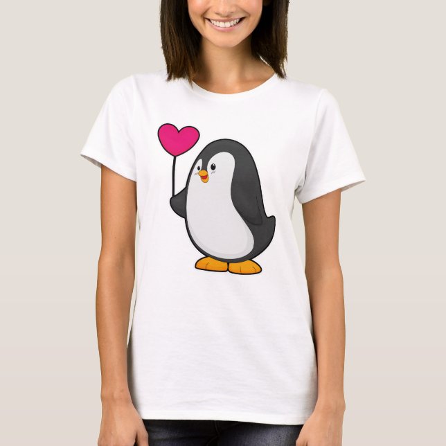 Camiseta Pingüino con globo cardíaco (Anverso)