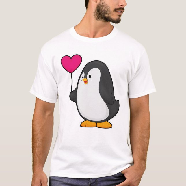 Camiseta Pingüino con globo cardíaco (Anverso)