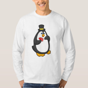 Camiseta Pingüino con Gorra en Poker con tarjetas de Poker