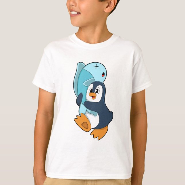 Camiseta Pingüino con pescado (Anverso)