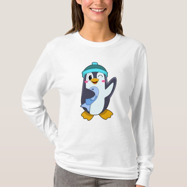 Camiseta Pingüino con pescado y Gorra (Anverso)