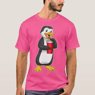 Camiseta Pingüino con taza de bebida con paja