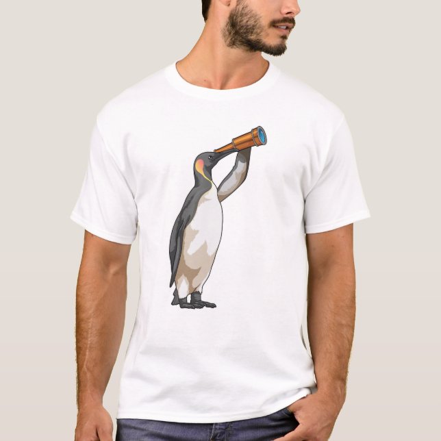 Camiseta Pingüino con telescopio (Anverso)