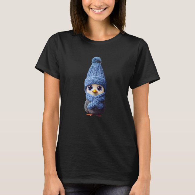 Camiseta Pingüino con un Gorra de cuchillos y una bufanda d (Anverso)