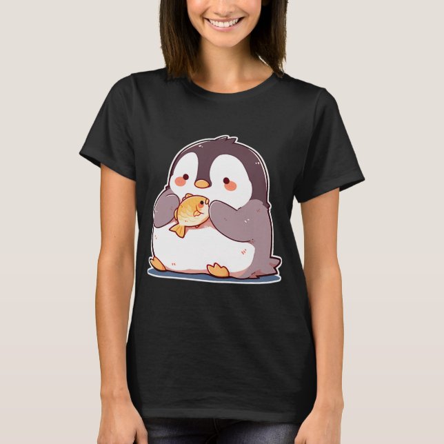 Camiseta Pingüino con un pez (Anverso)