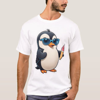 Camiseta Pinguino Cool con Helado Lindo Dibujo Animado Vera