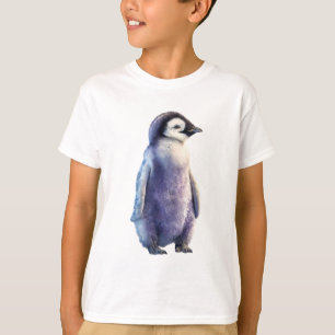 Camiseta Pingüino Cría Acuarela Azul Niños