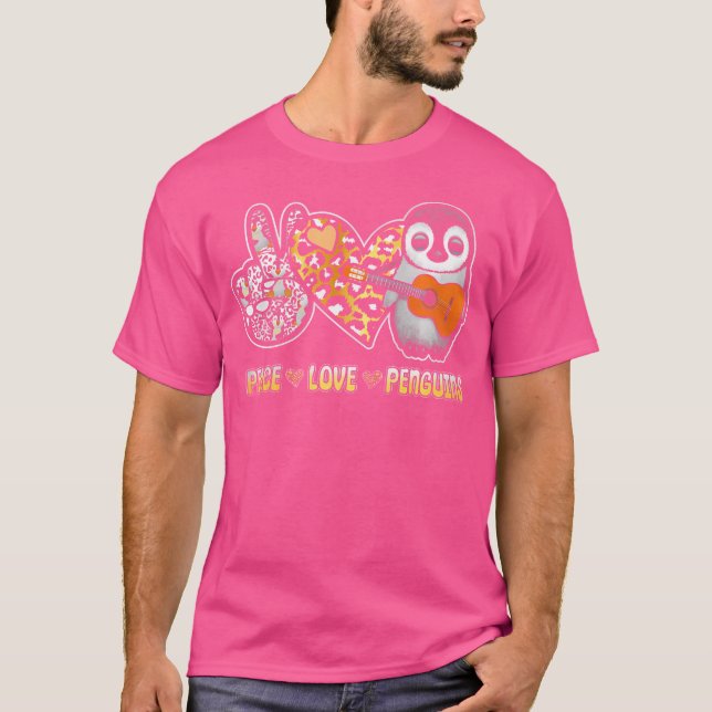 Camiseta Pingüino de amor por la paz tocando instrumento de (Anverso)