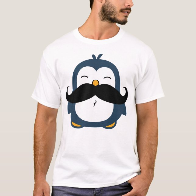 Camiseta Pingüino de bigote azul (Anverso)