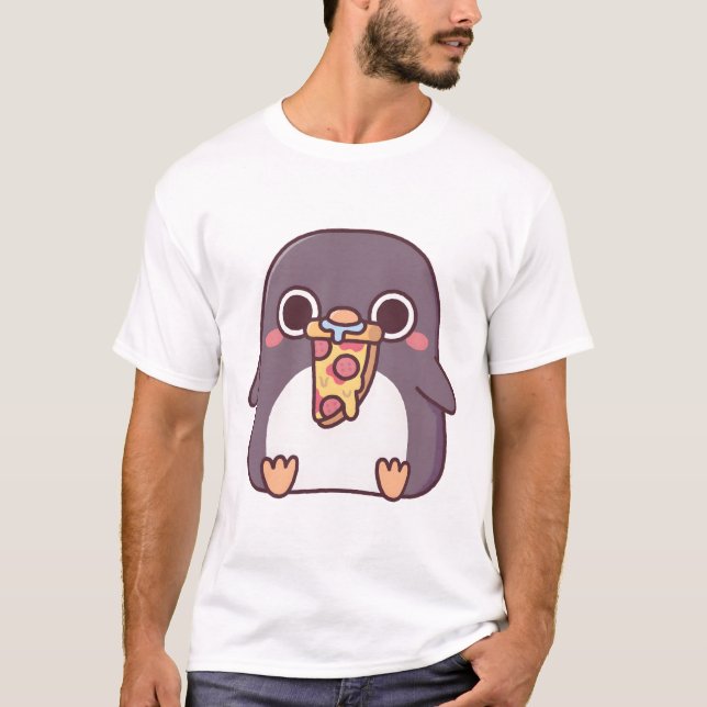 Camiseta Pingüino De Chubby Con Pizza De Pepperoni (Anverso)