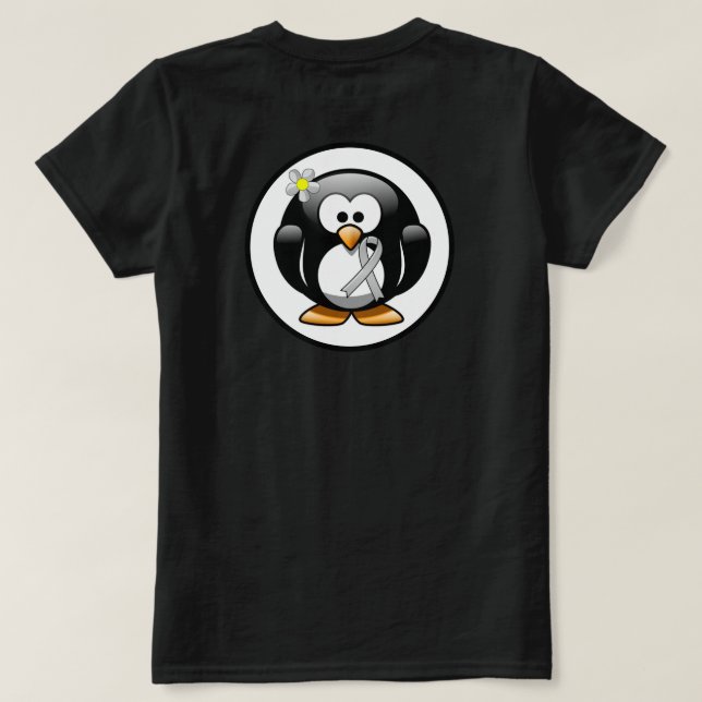 Camiseta Pingüino de cinta de conciencia plateada (Reverso del diseño)
