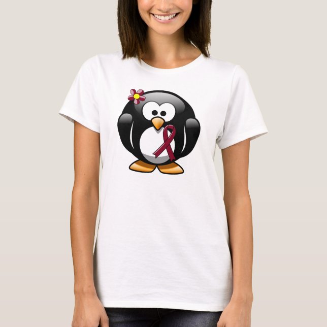 Camiseta Pingüino de Cinta de Concienciación sobre Borgoña (Anverso)