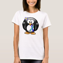 Camiseta Pingüino de cinta verde azulada/rosa/azul