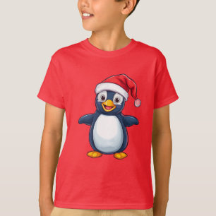 Camiseta Pingüino de dibujos animados alegre con sombrero d