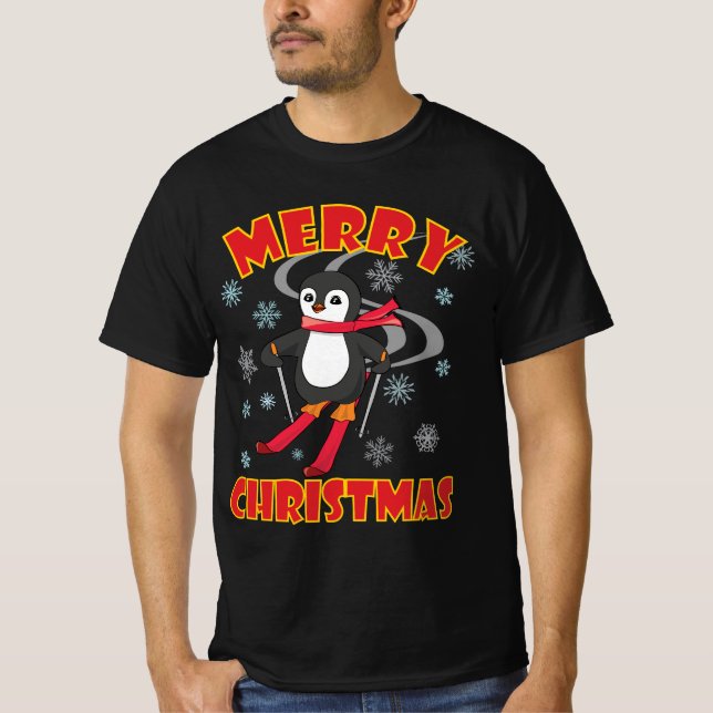 Camiseta Pingüino de esquí navideño (Anverso)