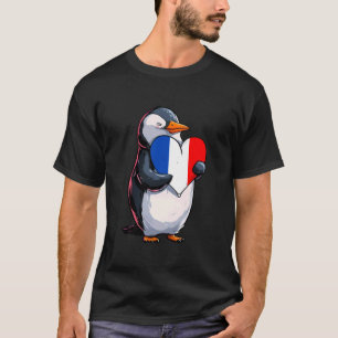 Camiseta Pingüino de Francia Corazón Bandera Francesa Raíce