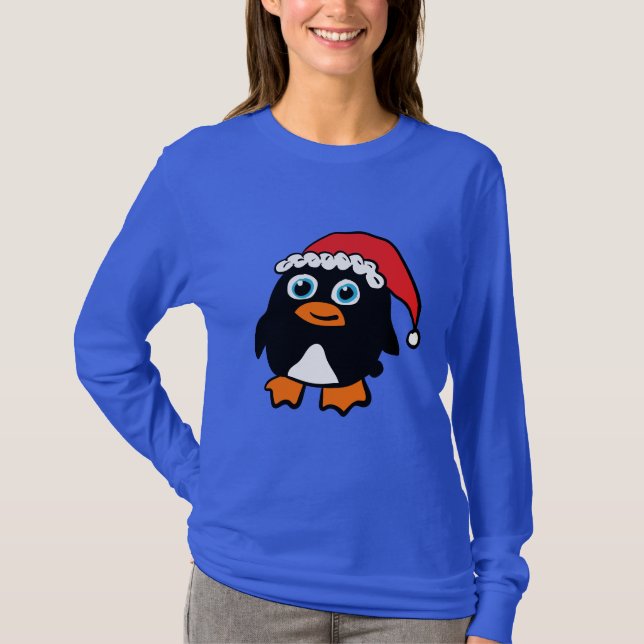 Camiseta Pingüino de gorra de Santa (Anverso)