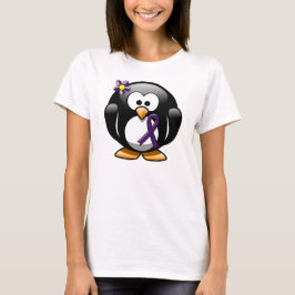 Camiseta Pingüino de la cinta de la conciencia púrpura