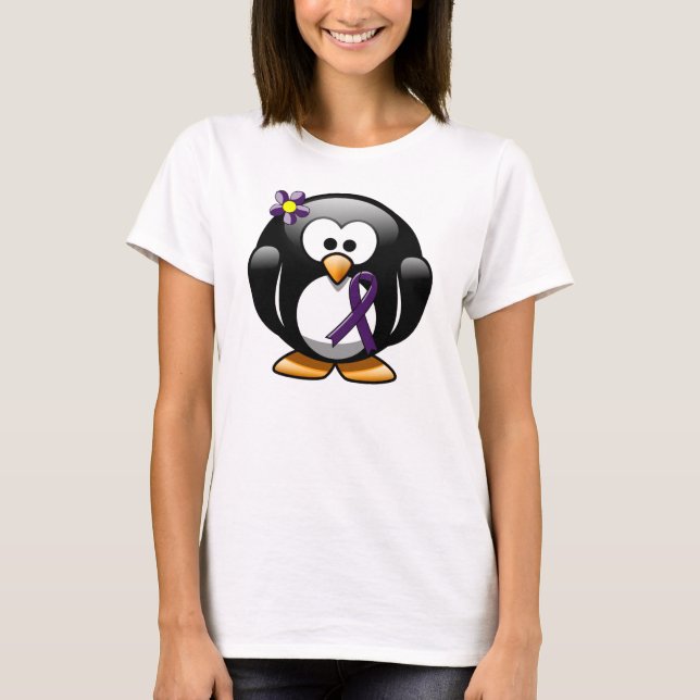 Camiseta Pingüino de la cinta de la conciencia púrpura (Anverso)