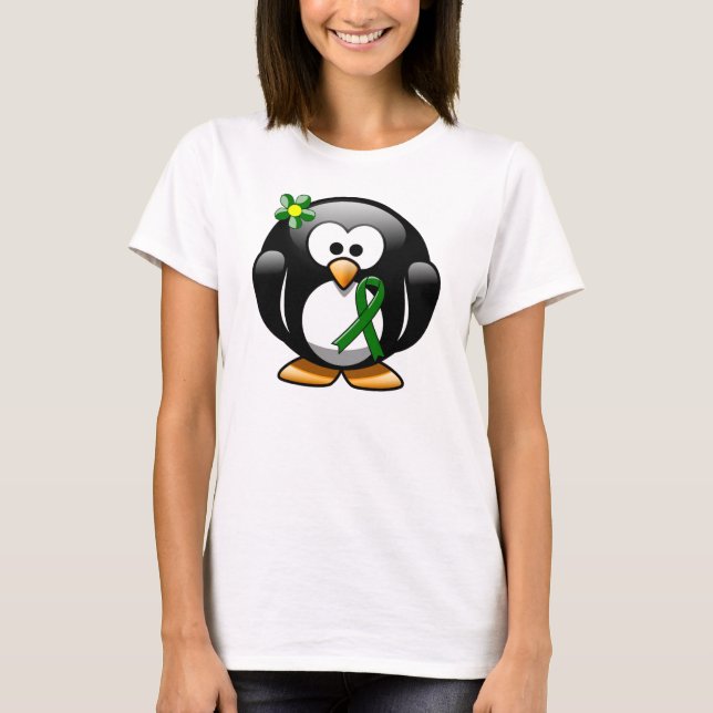 Camiseta Pingüino de la cinta de la conciencia verde (Anverso)
