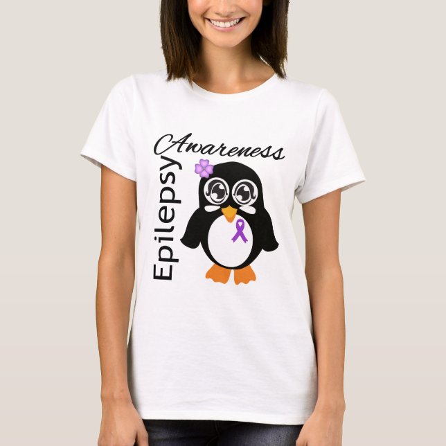 Camiseta Pingüino de la conciencia de la epilepsia (Anverso)