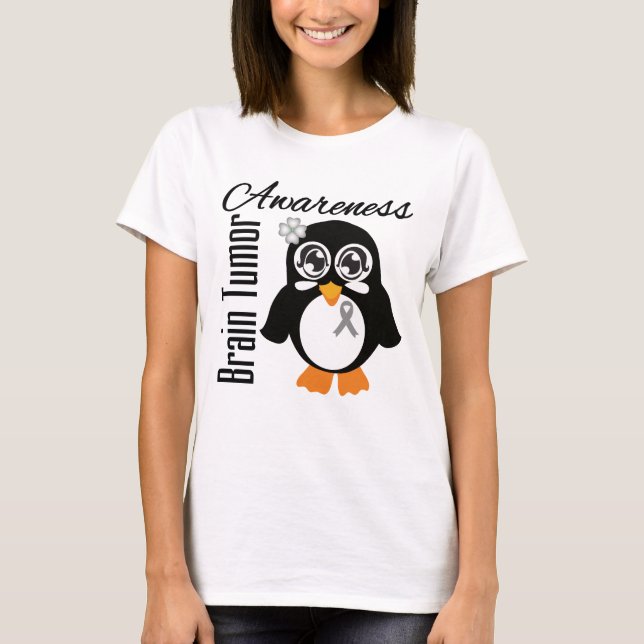 Camiseta Pingüino de la conciencia del tumor cerebral (Anverso)